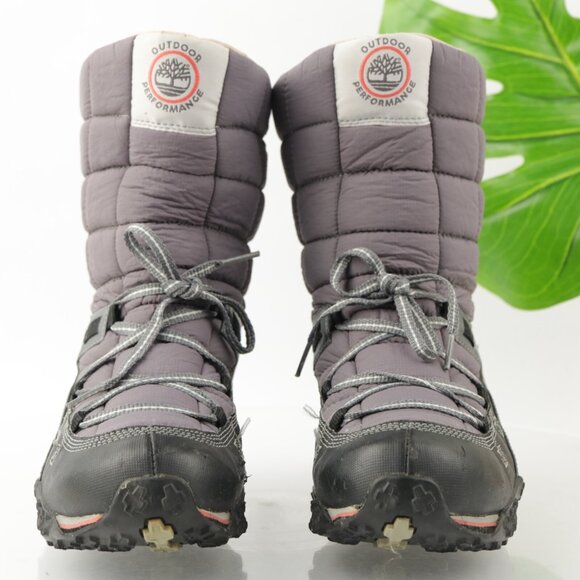 Timberland Womens Winter Boot Size 8.5 Waterproof Gray Quilted Insulated Snow - Picture 3 of 10